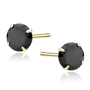 Cercei argint placati cu aur galben cu piatra neagra 7mm DiAmanti 1CO7EG_B-DIA (Argint 925‰ 1,3 g.)